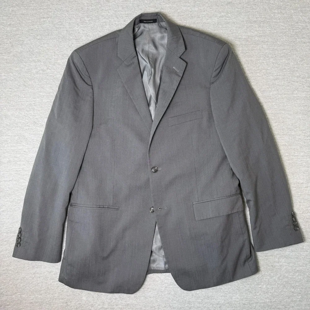 Lazetti Couture Men's Blazer Size 42R Gray Wool Sport Coat Notch Lapel